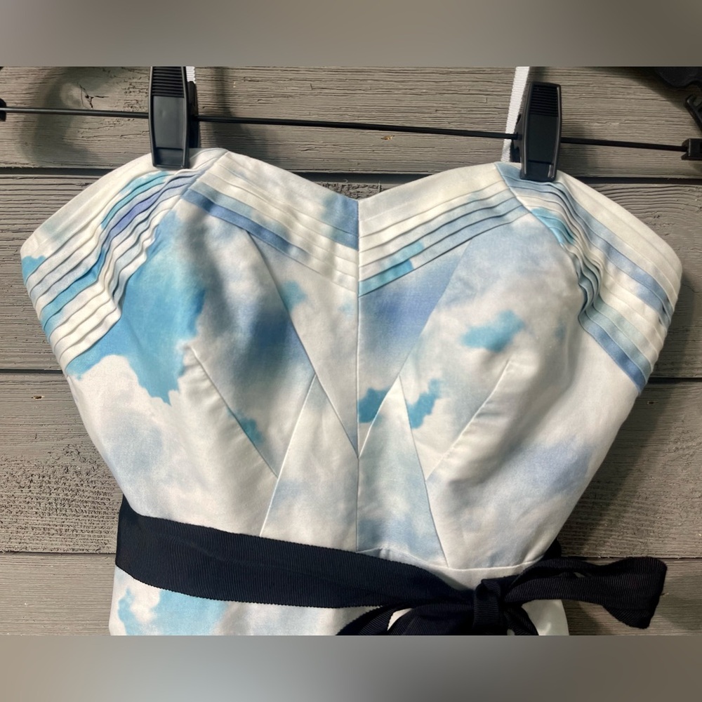 Moulinette Soeurs Anthropologie Skyward Paris City Print Strapless Dress Sz 2 - Picture 5 of 15